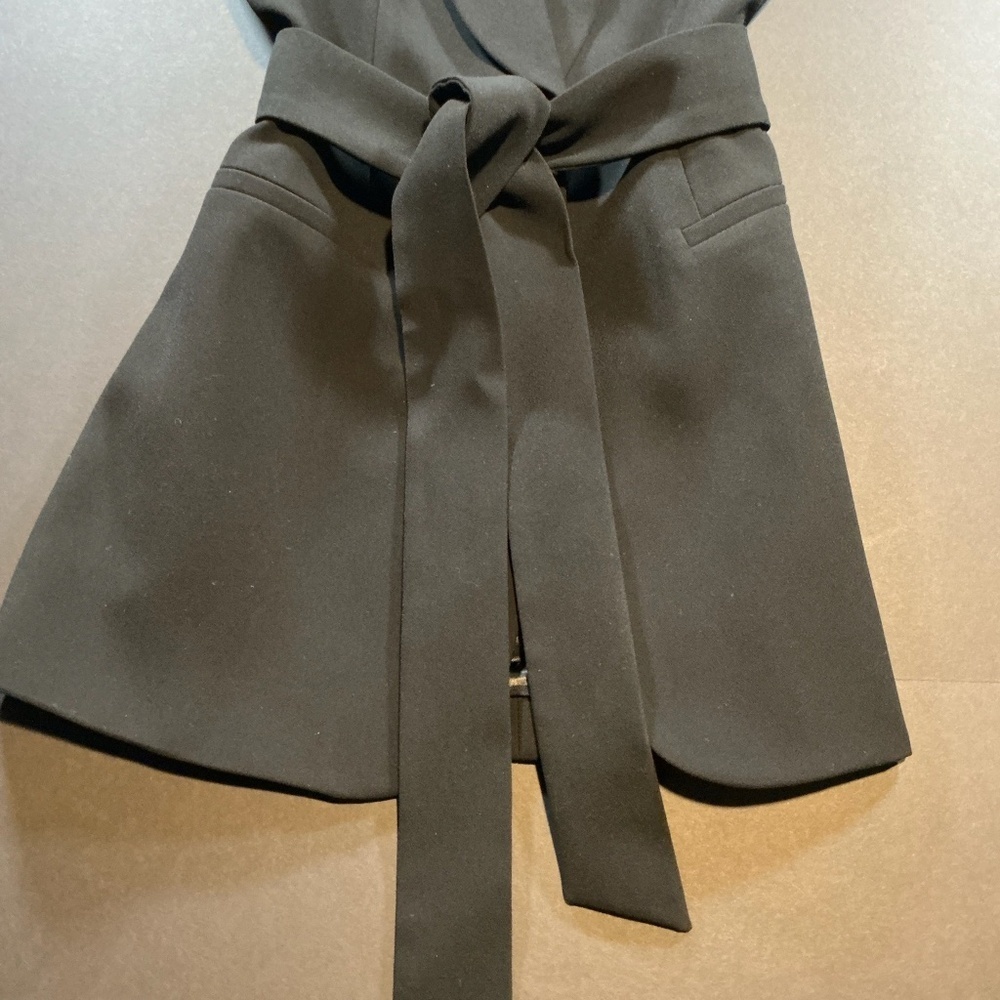 ZARA Sleeveless Belted Blazer Vest XS Black Tailored Longline Vest NWT 7848-187/ - Picture 6 of 11